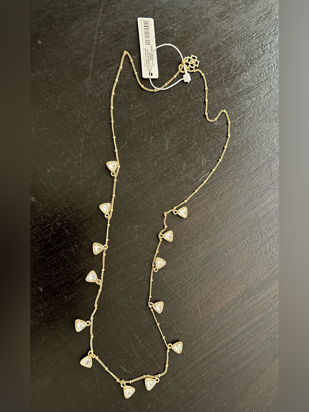 Ann Taylor Necklace - Gold w/ clear dangling rhinestones - 32”- NWT